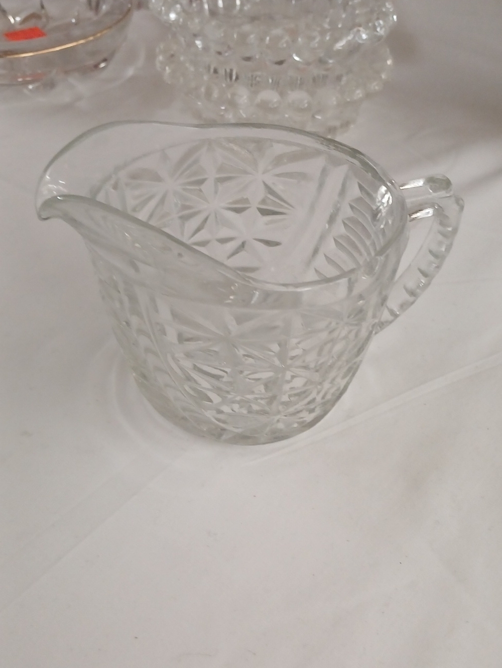 Cut Glass Creamer Pitcher - Clear Glass